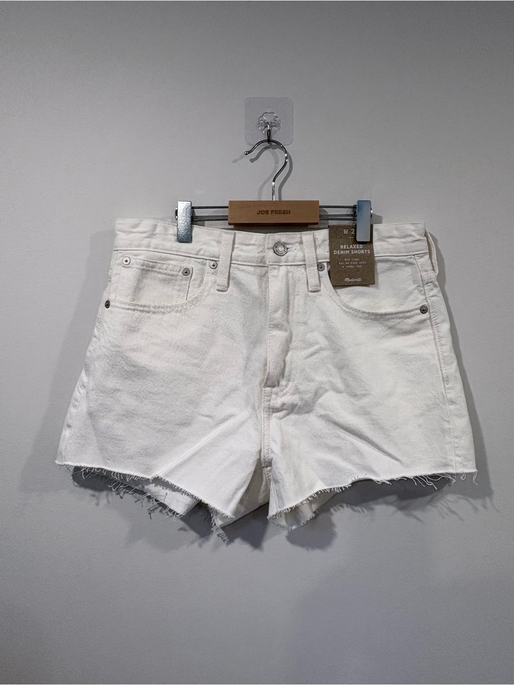 NWT Madewell Relaxed Denim Shorts | White | Mid Rise | Size 26 - Picture 2 of 9